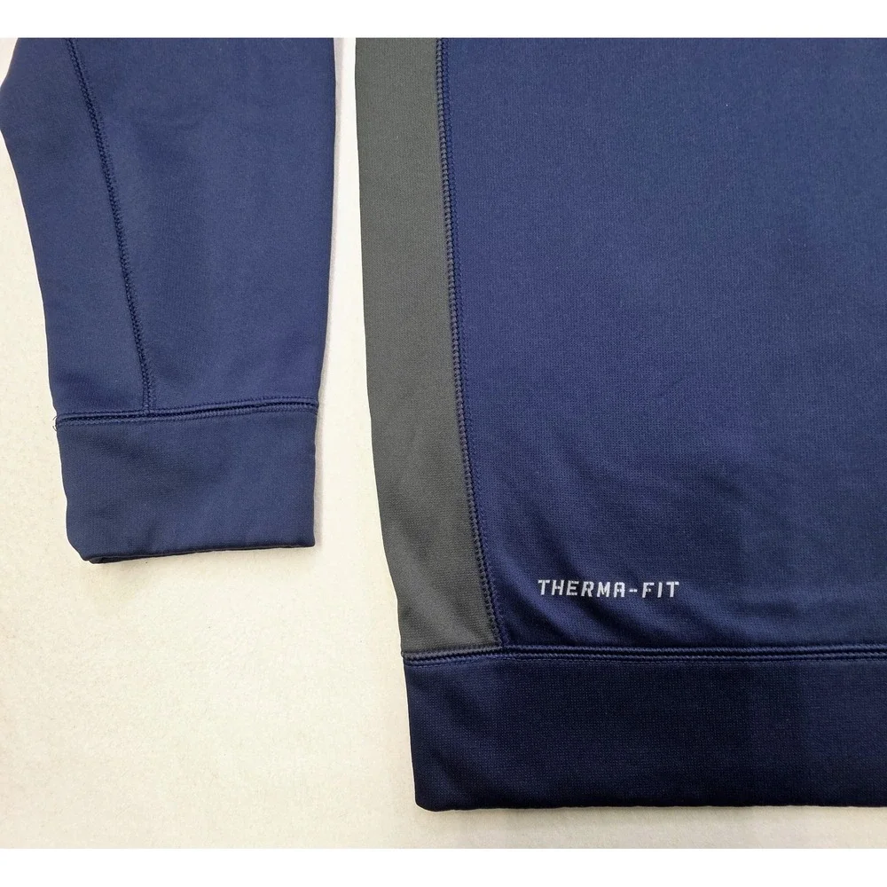 Nike Therma-FIT‎ Pullover Shirt Mens XL Long Sleeve Crew Blue Gray Fleece Lined